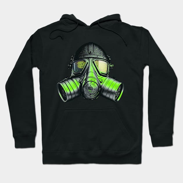 Metallic Gas Mask Helmet Hoodie by AnAzArt